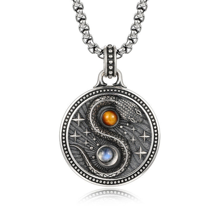 Buddha Stones Snake Yin Yang Symbol Copper Wealth Necklace Pendant - Copper(Wealth ♥ Luck) - image 1