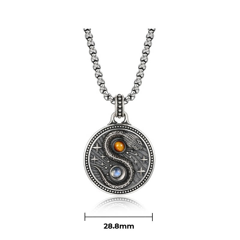 Buddha Stones Snake Yin Yang Symbol Copper Wealth Necklace Pendant - image 8