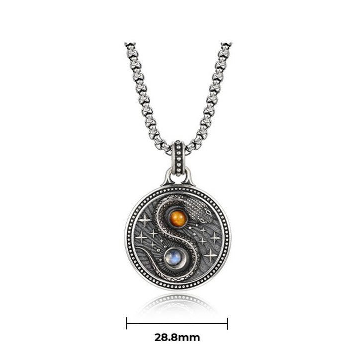 Buddha Stones Snake Yin Yang Symbol Copper Wealth Necklace Pendant - image 8