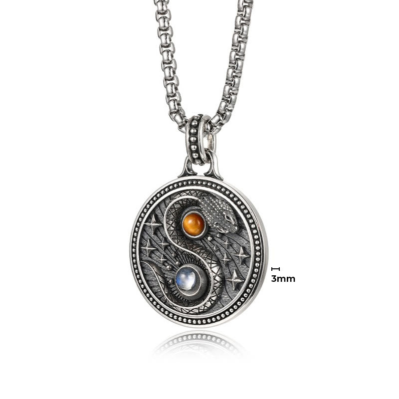 Buddha Stones Snake Yin Yang Symbol Copper Wealth Necklace Pendant - image 5