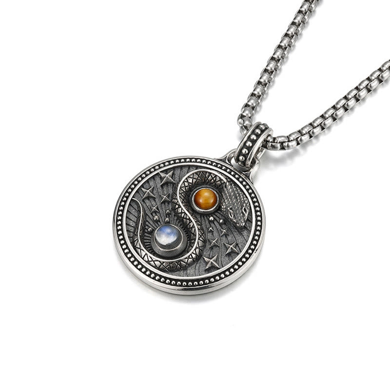 Buddha Stones Snake Yin Yang Symbol Copper Wealth Necklace Pendant - image 2