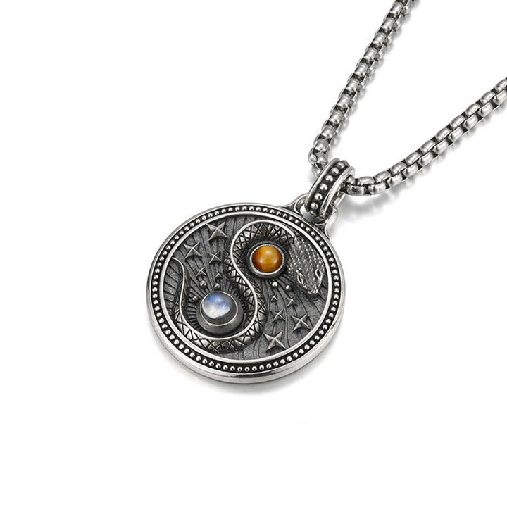 Buddha Stones Snake Yin Yang Symbol Copper Wealth Necklace Pendant - image 2