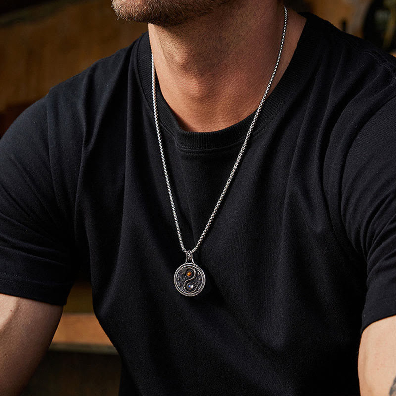 Buddha Stones Snake Yin Yang Symbol Copper Wealth Necklace Pendant - image 11