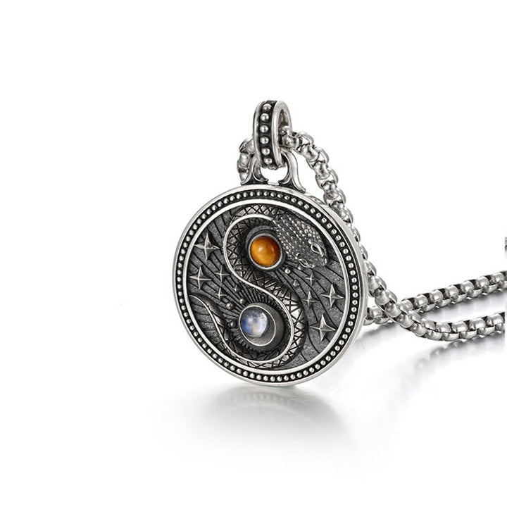 Buddha Stones Snake Yin Yang Symbol Copper Wealth Necklace Pendant - image 4