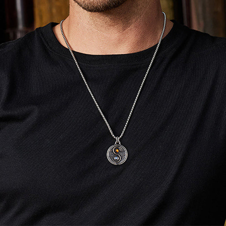 Buddha Stones Snake Yin Yang Symbol Copper Wealth Necklace Pendant - image 10
