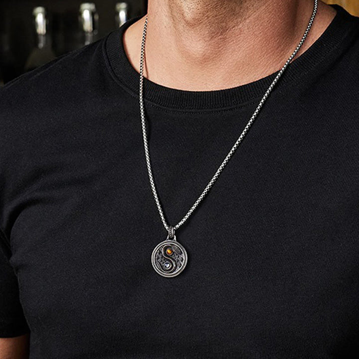 Buddha Stones Snake Yin Yang Symbol Copper Wealth Necklace Pendant - image 12