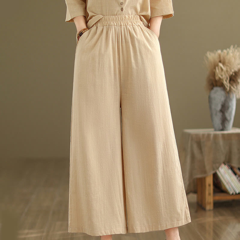 Buddha Stones 2pcs Casual Women's Stand Collar Shirt Loose Pants Meditation Clothing Set - image 6