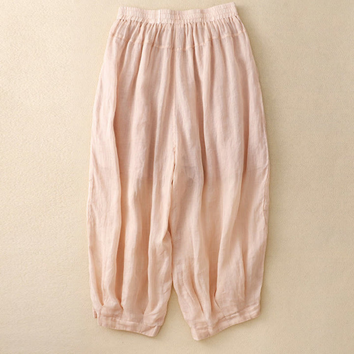 Buddha Stones Embroidered Pattern Women's Cotton Linen Harem Pants With Pockets - image 11