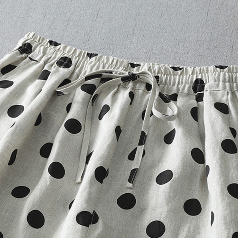 Buddha Stones Polka Dot Floral Pattern Pattern Women's Cotton Linen Harem Pants With Pockets - image 14