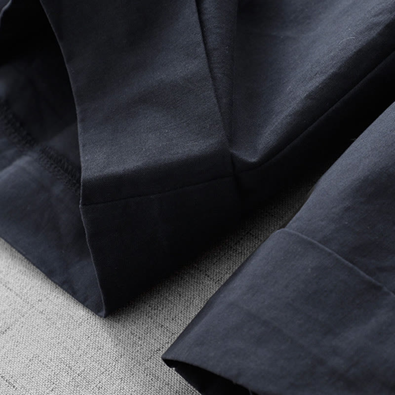 Buddha Stones Casual Plain High Waist Women's Polyester 7-8 Length Wide Leg Pants With Pockets - image 3