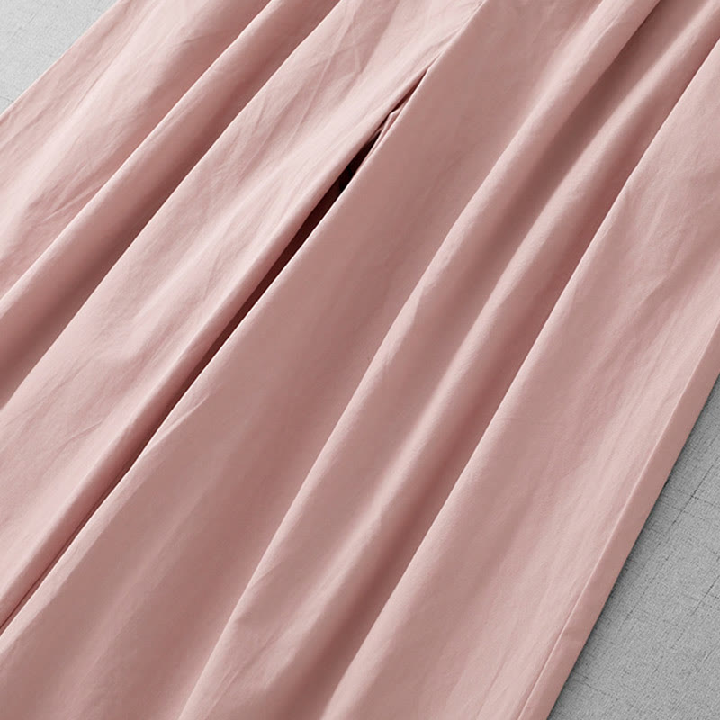 Buddha Stones Casual Plain High Waist Women's Polyester 7-8 Length Wide Leg Pants With Pockets - image 11