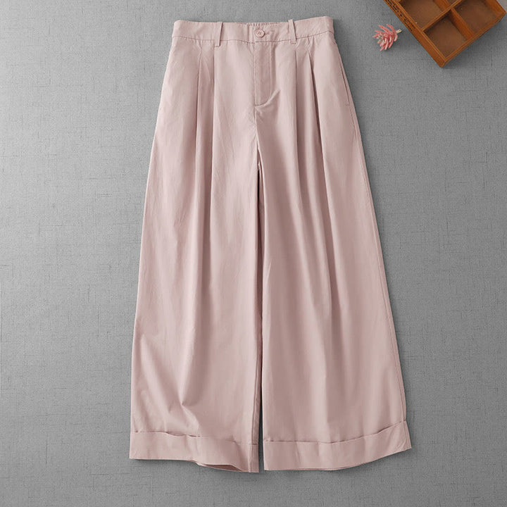 Buddha Stones Casual Plain High Waist Women's Polyester 7-8 Length Wide Leg Pants With Pockets - Pink - US14，UK/AU18，EU46 (2XL) - image 6