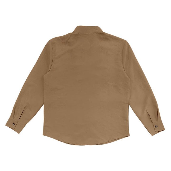 Buddha Stones Solid Color Buttons Fall Long Sleeve Men's Shirt - image 24