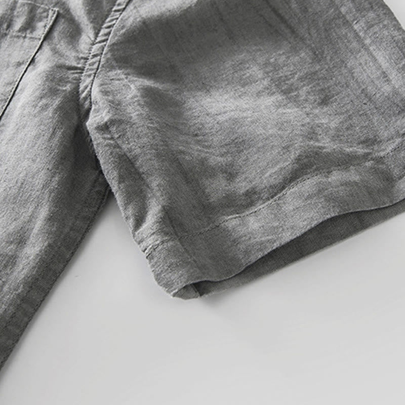 Buddha Stones Summer Buttons Short Sleeve Ramie Linen Cotton Men's Shirt - image 5