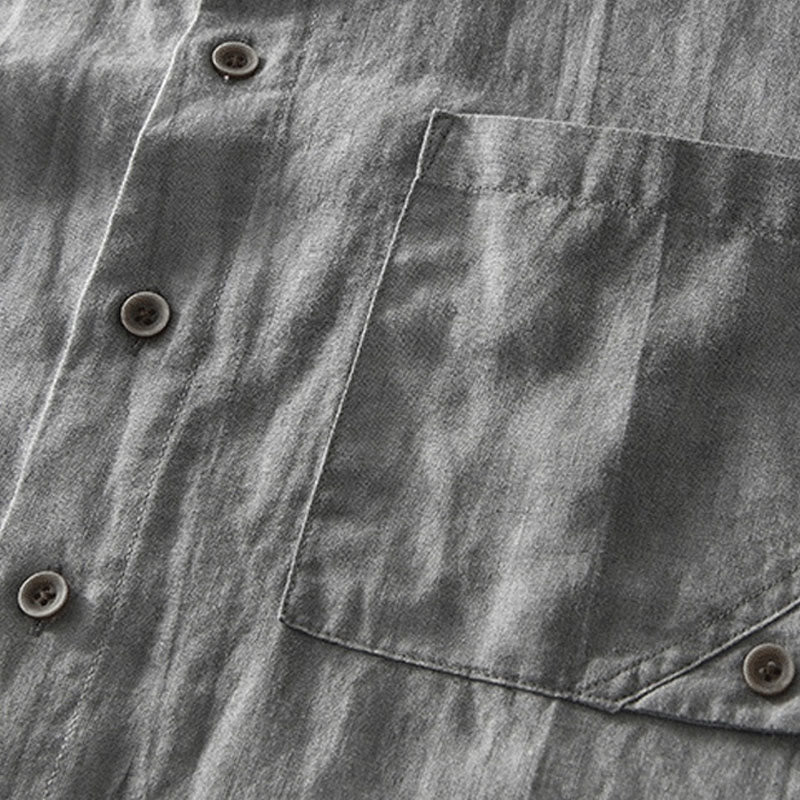 Buddha Stones Summer Buttons Short Sleeve Ramie Linen Cotton Men's Shirt - image 6