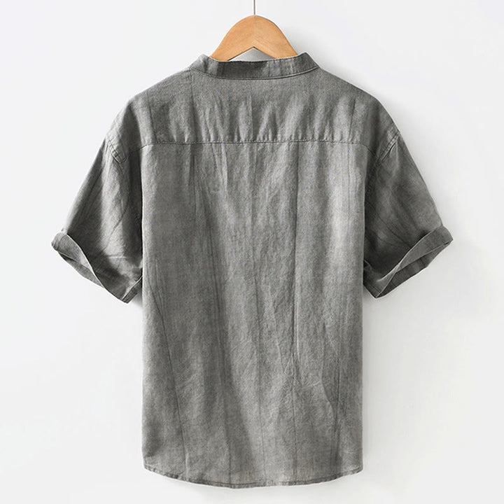 Buddha Stones Summer Buttons Short Sleeve Ramie Linen Cotton Men's Shirt - image 3