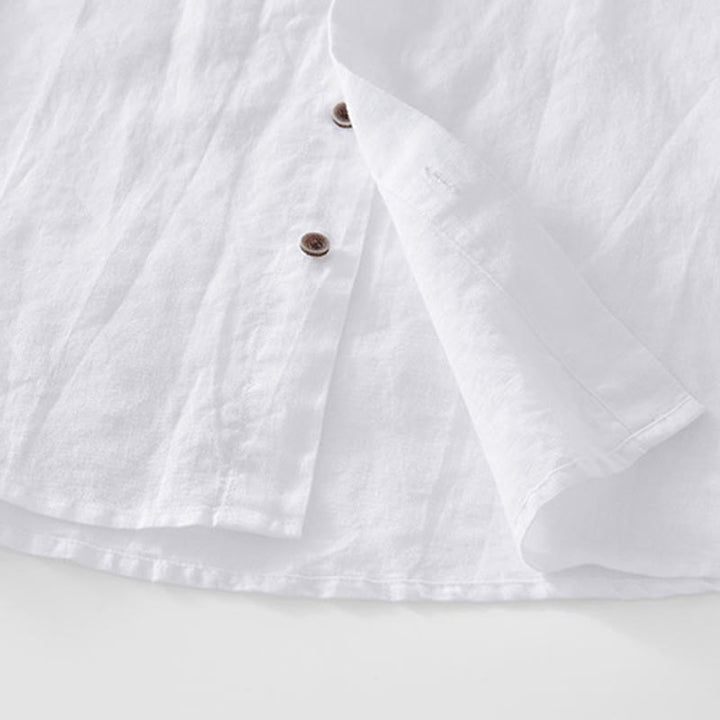 Buddha Stones Summer Buttons Short Sleeve Ramie Linen Cotton Men's Shirt - image 13