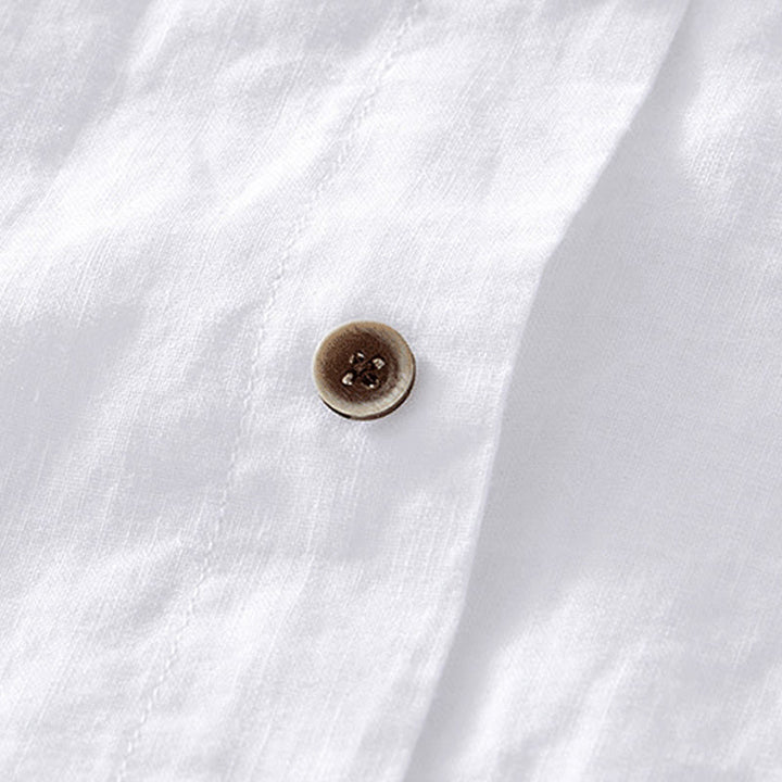 Buddha Stones Summer Buttons Short Sleeve Ramie Linen Cotton Men's Shirt - image 12