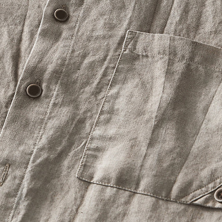 Buddha Stones Summer Buttons Short Sleeve Ramie Linen Cotton Men's Shirt - image 19