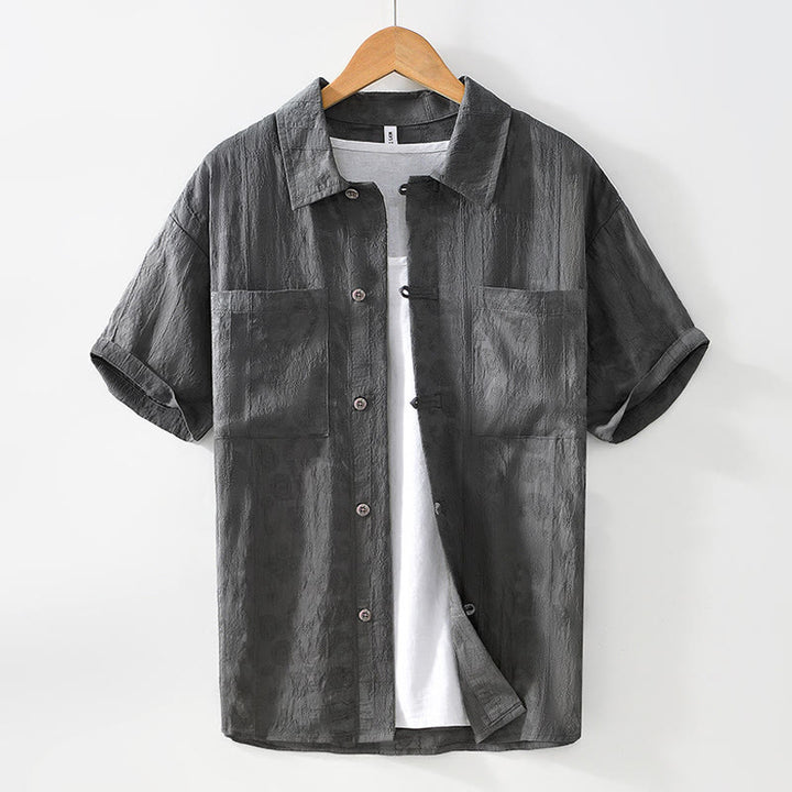 Buddha Stones Summer Short Sleeve Buttons Men's Shirt With Two Pockets - DimGray - US/UK/AU42，EU52 (3XL) - image 1