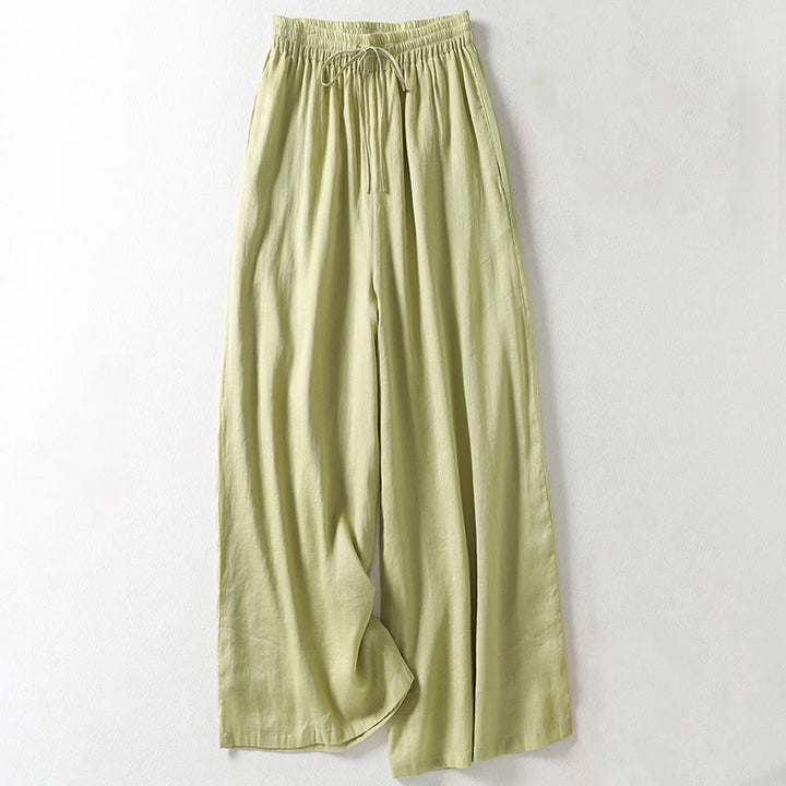 Buddha Stones Casual Drawstring Cotton Linen Ankle-Length Women's Wide Leg Pants With Pockets - Honeydew - US8-10，UK/AU12-14，EU40-42 (2XL) - image 14