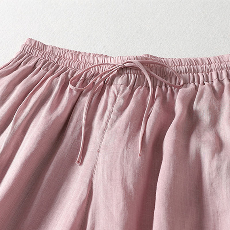 Buddha Stones Casual Drawstring Cotton Linen Ankle-Length Women's Wide Leg Pants With Pockets - image 1