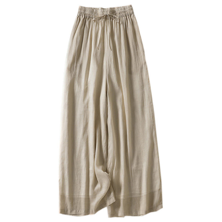 Buddha Stones Casual Drawstring Cotton Linen Ankle-Length Women's Wide Leg Pants With Pockets - image 12