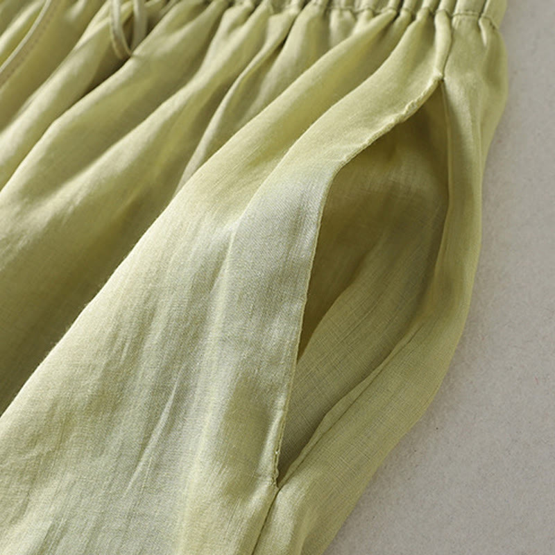 Buddha Stones Casual Drawstring Cotton Linen Ankle-Length Women's Wide Leg Pants With Pockets - image 20