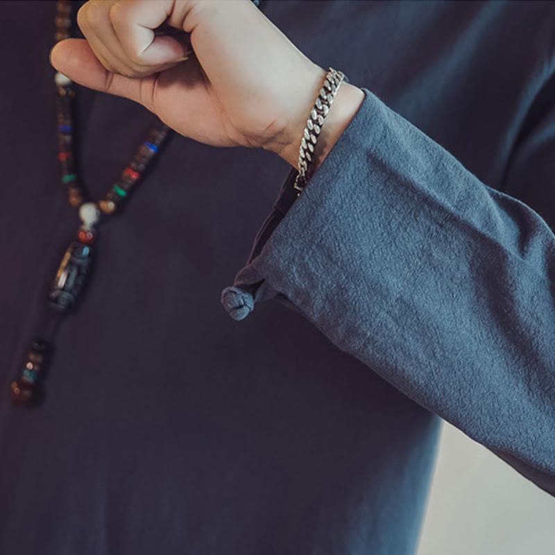 Buddha Stones 2Pcs Cotton Shirt Ankle-Length Pants With Pockets Men's Meditation Cloth Set - image 45