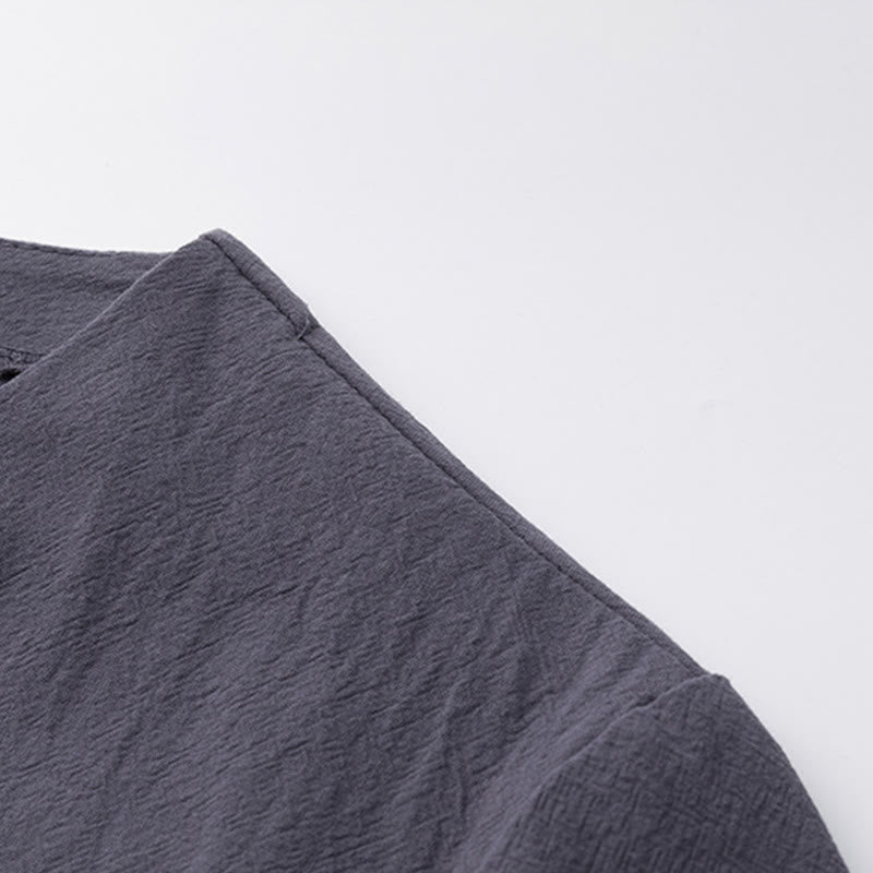 Buddha Stones 2Pcs Chinese Characters Crane Cotton Shirt Pants With Pockets Men's Meditation Cloth Set - image 23