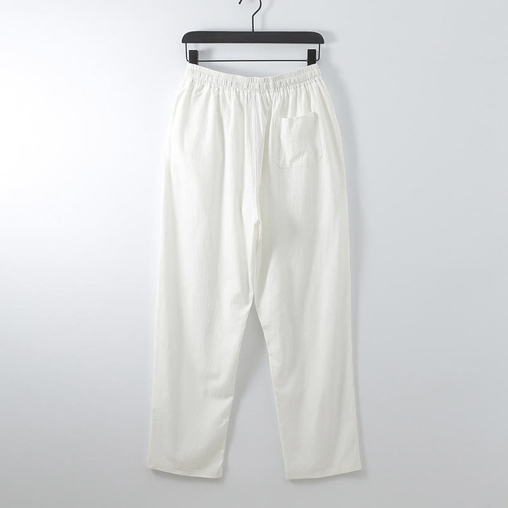 Buddha Stones 2Pcs Lace-up Cotton Kimono Pants With Pockets Men's Meditation Cloth Set - image 5