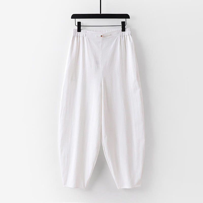 Buddha Stones 2Pcs V-Neck Cotton Half Sleeve Shirt Pants With Pockets Men's Meditation Cloth Set - image 7