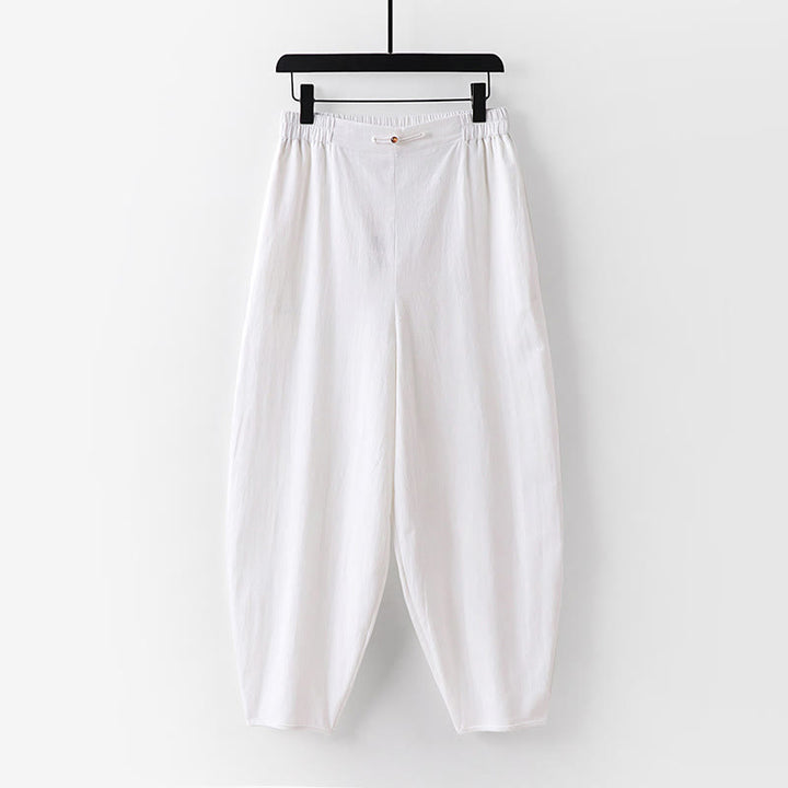 Buddha Stones 2Pcs V-Neck Cotton Half Sleeve Shirt Pants With Pockets Men's Meditation Cloth Set - image 7