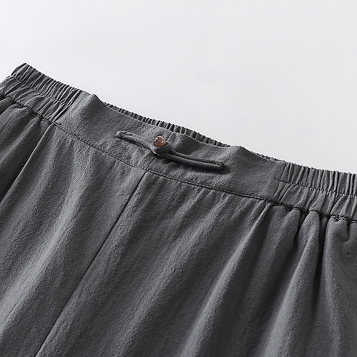 Buddha Stones 2Pcs V-Neck Cotton Half Sleeve Shirt Pants With Pockets Men's Meditation Cloth Set - image 11