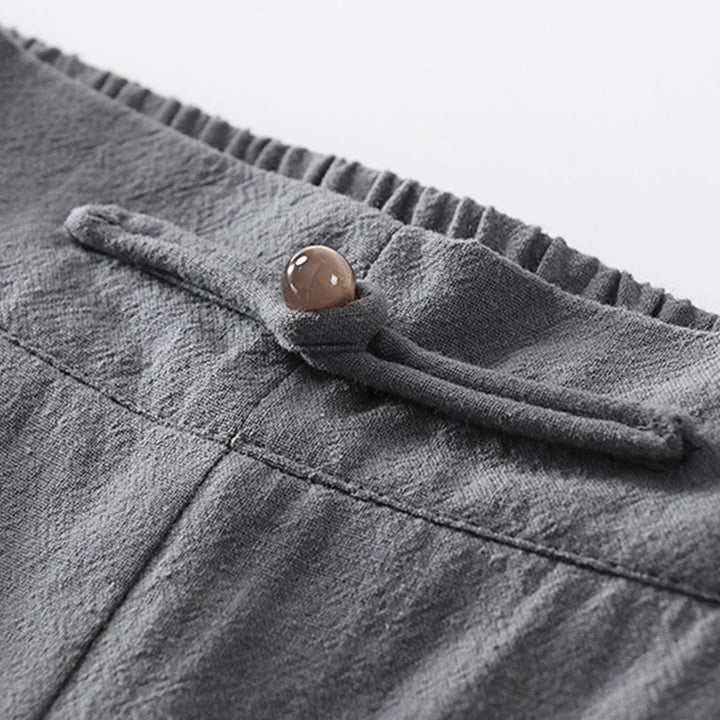 Buddha Stones 2Pcs V-Neck Cotton Half Sleeve Shirt Pants With Pockets Men's Meditation Cloth Set - image 14