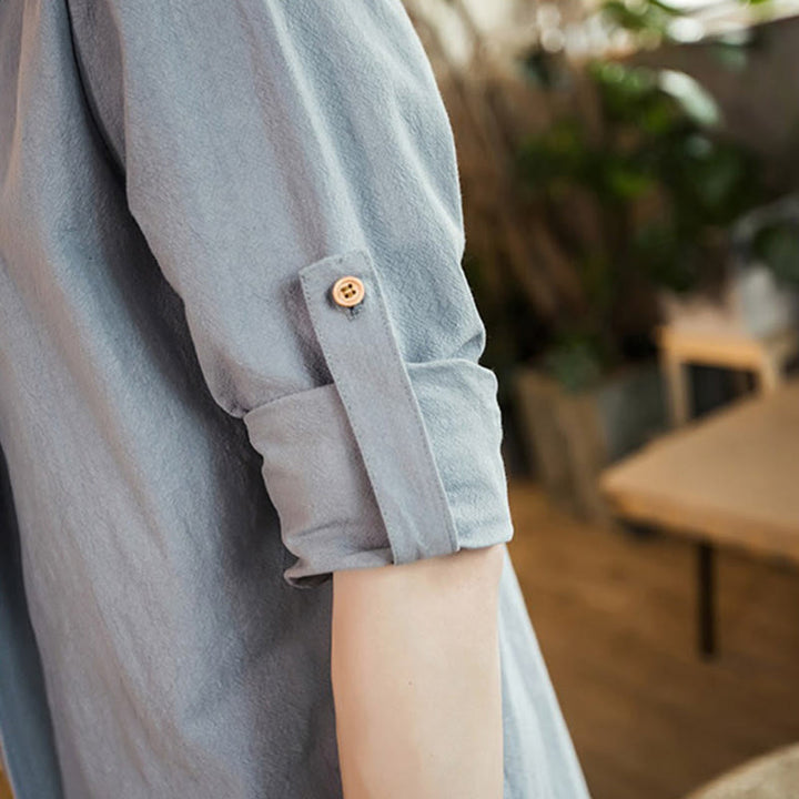 Buddha Stones Vintage Plain Lapel Open Front Jacket Cotton Men's Kimono - image 14