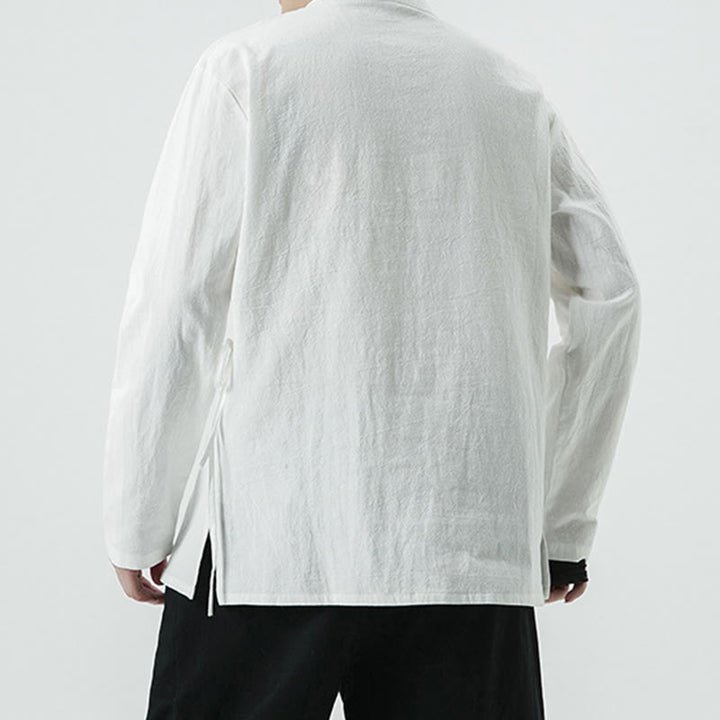 Buddha Stones Vintage Chinese Frog-Button Cotton Long Sleeve Men's Shirt - image 3