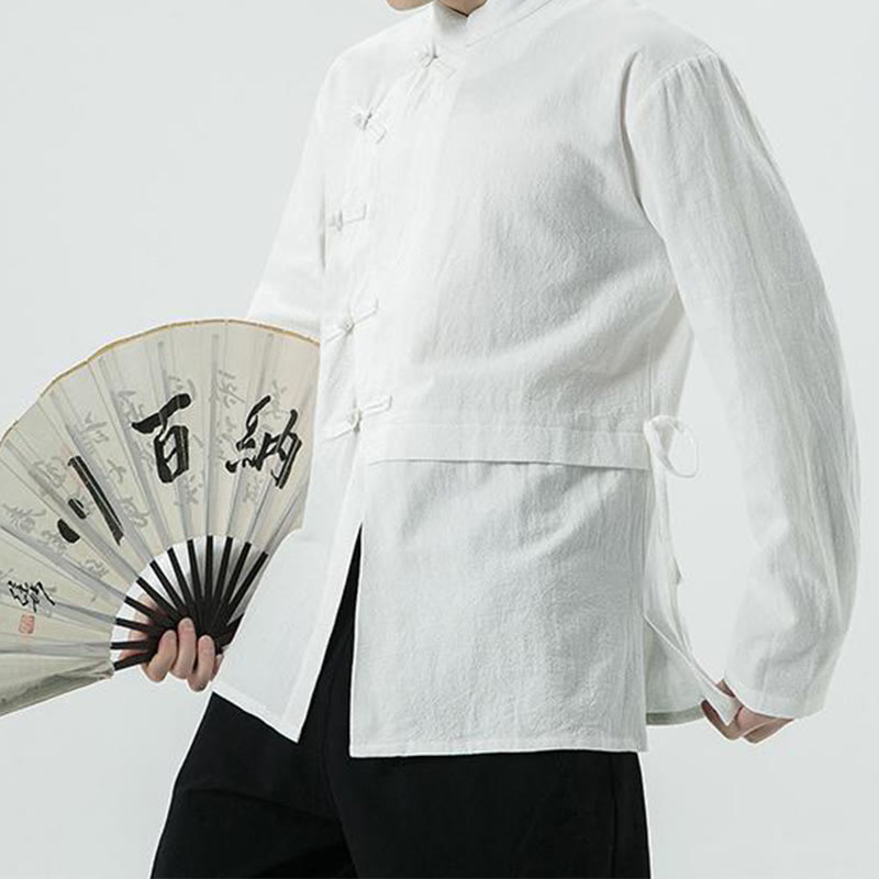 Buddha Stones Vintage Chinese Frog-Button Cotton Long Sleeve Men's Shirt - image 6