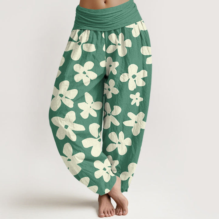 Buddha Stones Casual Bohemian Style Floral Women's Elastic Waist Harem Pants - MediumSeaGreen - US22，UK/AU26，EU54 (6XL) - image 0