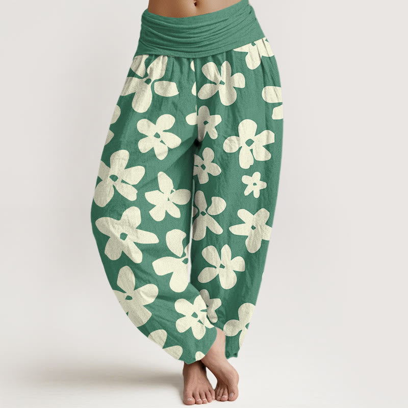 Buddha Stones Cotton Casual Bohemian Style Floral Women's Elastic Waist Harem Pants - MediumSeaGreen - US22，UK/AU26，EU54 (6XL) - image 0