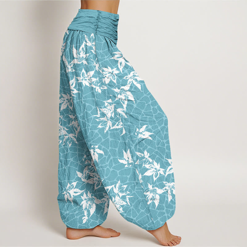 Buddha Stones Casual Maple Leaf Pattern Women's Elastic Waist Harem Pants - image 5