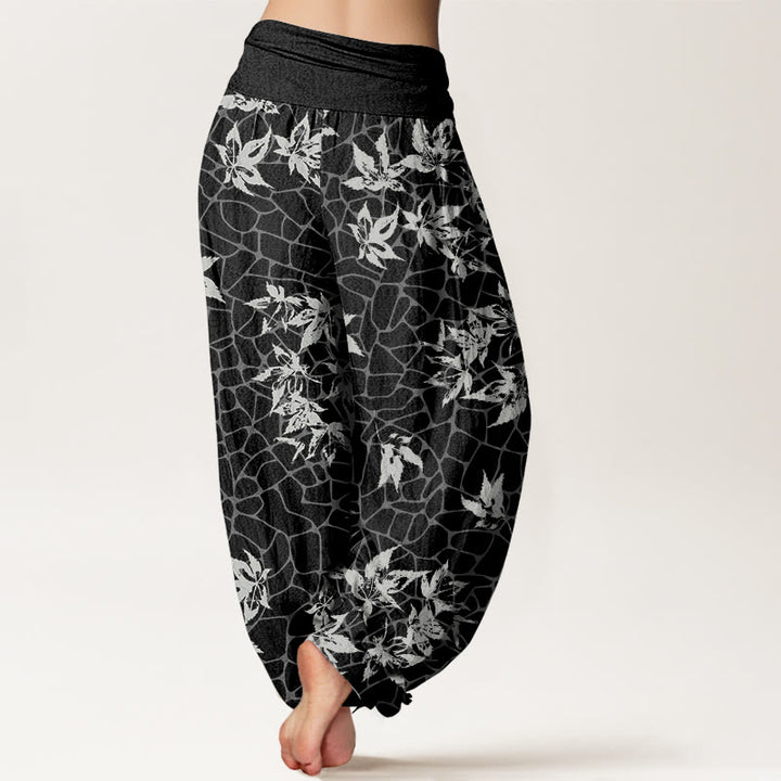 Buddha Stones Casual Maple Leaf Pattern Women's Elastic Waist Harem Pants - image 9