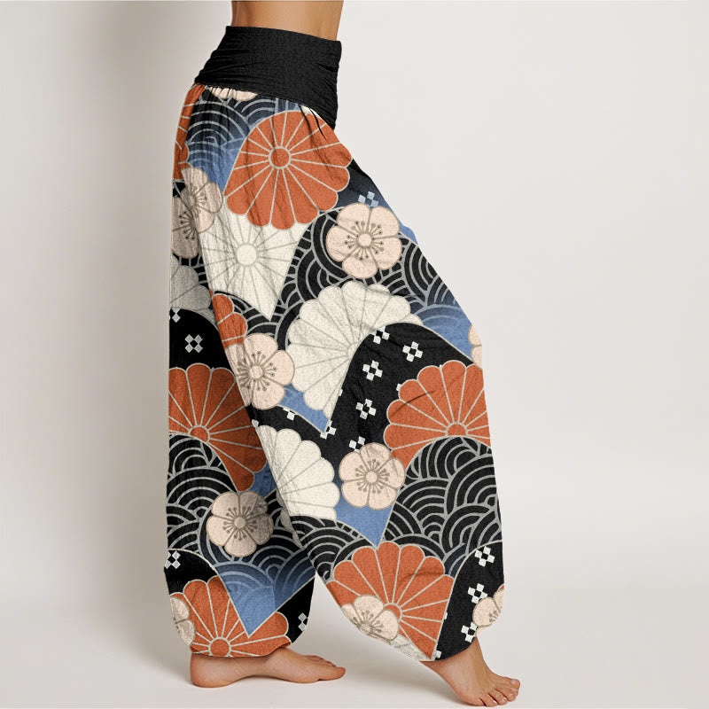 Buddha Stones Casual Abstract Petal And Wave Pattern Women's Elastic Waist Harem Pants - image 8
