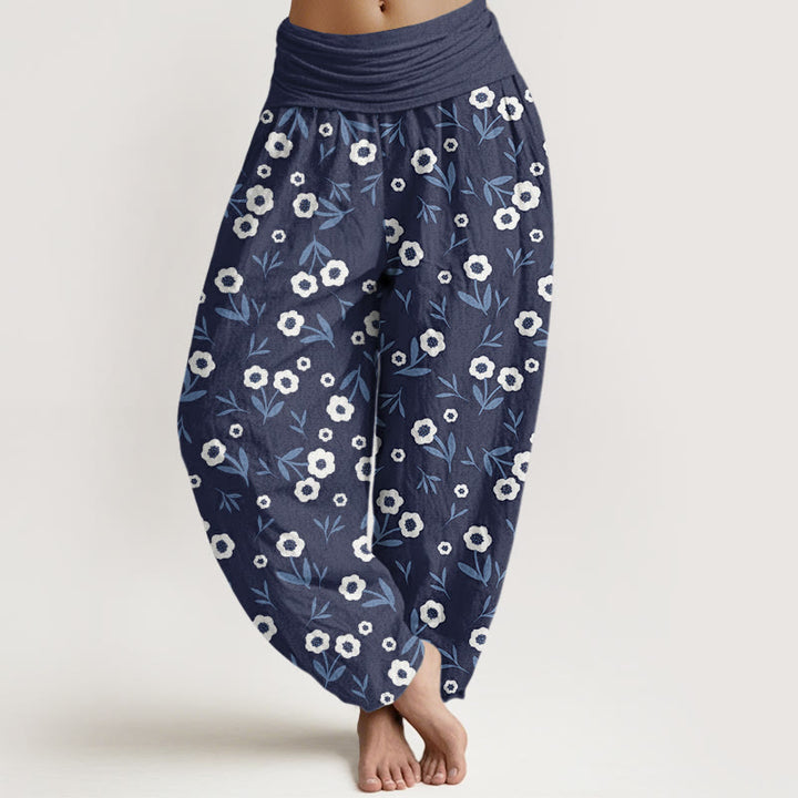 Buddha Stones Casual Simple Flowers Leaves Pattern Women's Elastic Waist Harem Pants - DarkBlue - US22，UK/AU26，EU54 (6XL) - image 4