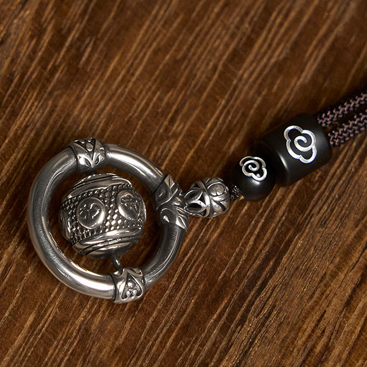 Buddha Stones Om Mani Padme Hum Copper Plated Silver Wealth Rotating Necklace Pendant - image 3