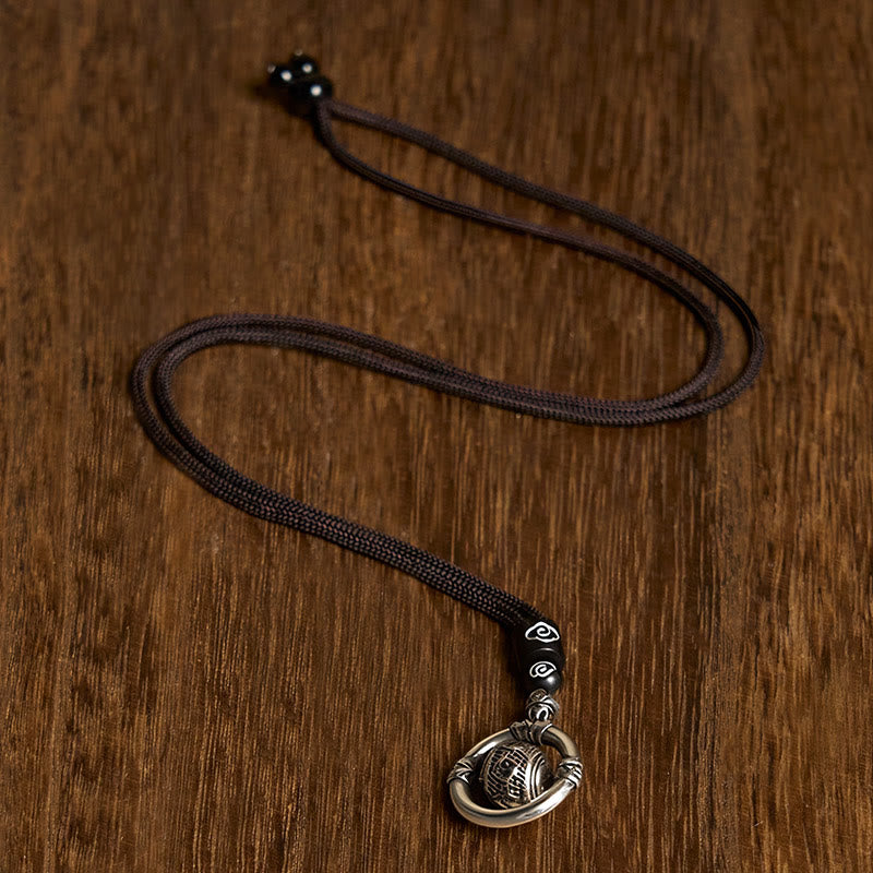 Buddha Stones Om Mani Padme Hum Copper Plated Silver Wealth Rotating Necklace Pendant - image 2