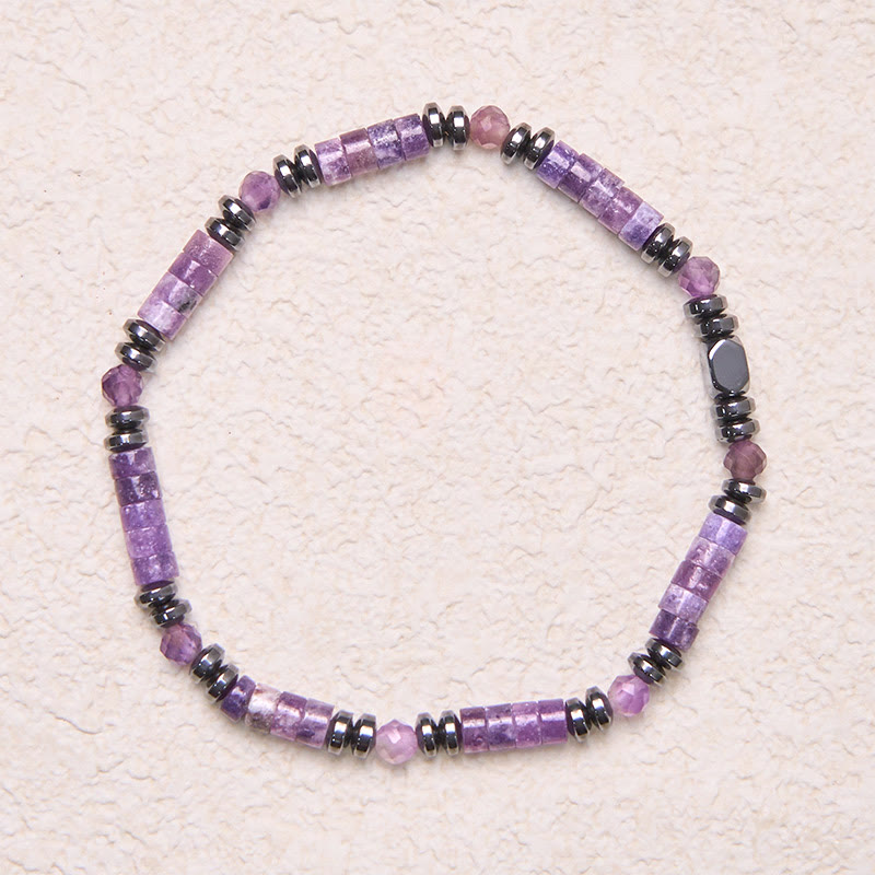 Buddha Stones Amethyst Hematite Spiritual Awareness Bracelet - image 2