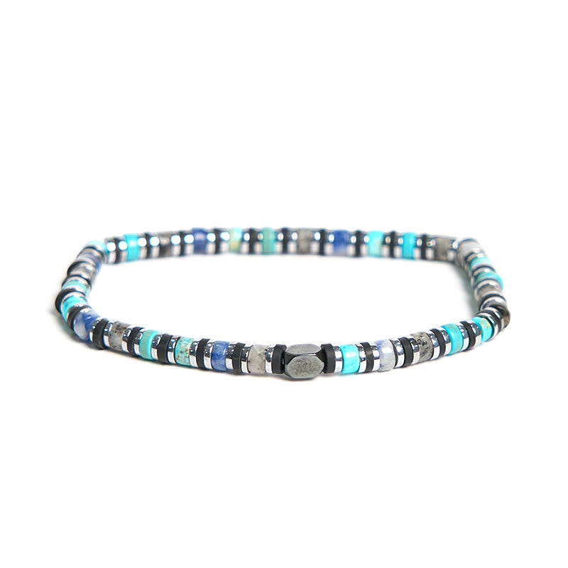 Buddha Stones Various Stones Hematite Turquoise Emperor Stone Powerful Support Bracelet - Hematite Turquoise(Wrist Circumference 15-17cm) - image 1