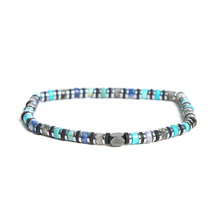 Buddha Stones Various Stones Hematite Turquoise Emperor Stone Powerful Support Bracelet - Hematite Turquoise(Wrist Circumference 15-17cm) - image 1
