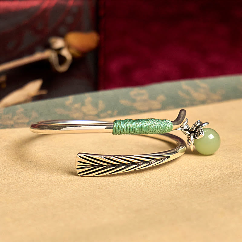 FREE Today: Luck and Healing Copper Alloy Green Bead Charm Cuff Bracelet Bangle - image 3